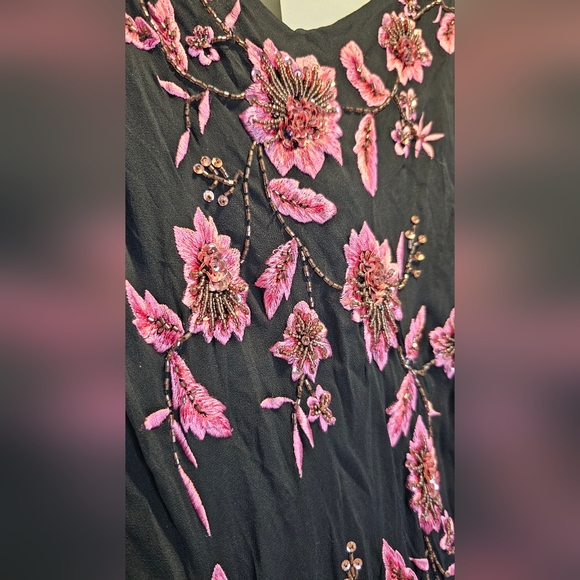 Xscape Y2k formal floral beading cascading black maxi dress - Picture 5 of 16